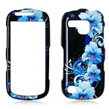Crystal Hard Faceplate Cover Case With Blue and Black Flower Design for Sam ....