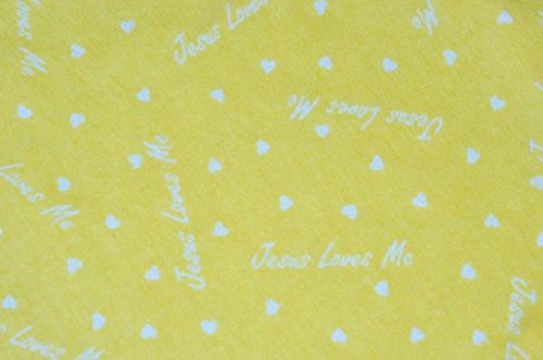 Sunshine Yellow Jesus Loves Me 100% Cotton Flannel Baby Fabric By the Yard Made in USA Christian