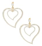 G by GUESS Double Heart Dangle Earrings, GOLD