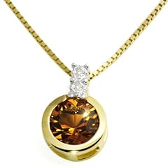 Goldmaid Damen-Collier 585 Gelbgold 2 Diamanten 1 Citrin 0,02ct Fa C2944GG