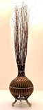 Hand Made Individual Ethnic Design Floor Standing Lamp Finished In Chocolate Brown With Decorative Beads