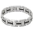 Men's Stainless Steel 15mm Black Accent Spacer Link Bracelet