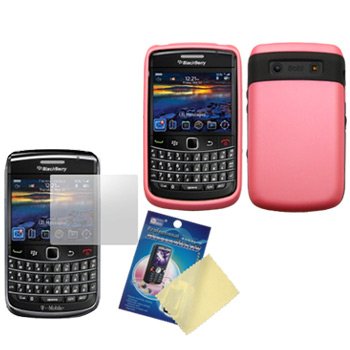 Light Pink/Black Two Tone Soft-Touch Hard Case / Cover / Shell & LCD Screen Guard / Protector for RIM BlackBerry Bold 9700 / 9780