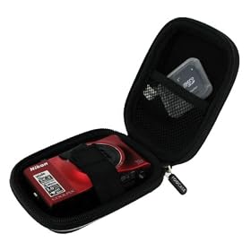 rooCASE (Med Nylon Black) Hard Shell Carrying Case with Memory Foam for Casio Exilim EX-ZR100 Digital Camera