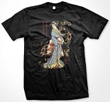 Japanese Geisha Mens Tattoo T-shirt, Old School Tattoo Style Design Mens Geisha Shirt