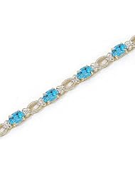 14kt Yellow Gold Oval Blue Topaz and Diamond Bracelet