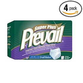 Prevail Protective Underwear, Super Absorbency, Small/Medium, 18 Underwear (Pack of 4)