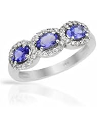 14K White Gold Tanzanite and Diamond Ring -- LIFETIME WARRANTY