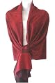 70% Pashmina 30% Silk Paisley Self-Design Shawl / Wrap / Stole - Red Black
