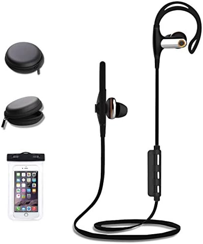 Waterproof Bluetooth Ear buds, Sweatproof Earphones Outdoors Sports Wireless Headsets Ear phones with 7 Hours Music Time with mini Bag and Waterproof case Also have gift bag ONLY TODAY