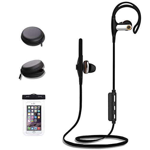 Waterproof Bluetooth Ear buds, Sweatproof Earphones Outdoors Sports Wireless Headsets Ear phones with 7 Hours Music Time with mini Bag and Waterproof case Also have gift bag ONLY TODAY