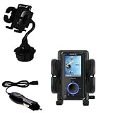 Sandisk Sansa E200 Auto Cup Holder with Car Charger - Uses Gomadic TipExchange