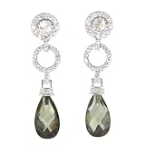 Sterling Silver Simulated Green Tourmaline and Cubic Zirconia Drop Earrings by Charles Winston