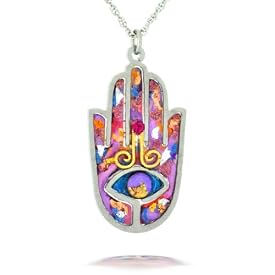 Purple Hamsa Necklace to Protect from the Evil Eye from the Artazia Collection #2412P JN MN