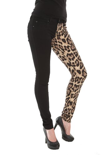 Tripp Black Leopard Split Leg Skinny Jeans