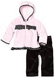 Baby Essentials Baby-girls Infant Dots Velour Jog Set, Pink/Black, 9-12 Months On Sale