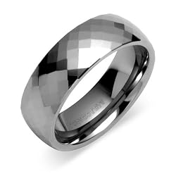 Multi Faceted 7mm Comfort Fit Mens Tungsten Carbide Wedding Band Ring Size 10