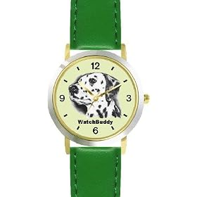 Dalmatian (SC) Dog - WATCHBUDDY® DESIGNER DELUXE TWO-TONE THEME WATCH - Arabic Numbers-EMERALD ISLE... by WatchBuddy