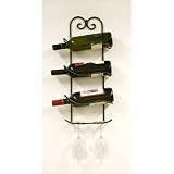 Xiafeng Three Bottle Wall Wine Holder with Glass Holder