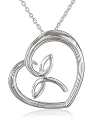 Sterling Silver Cross Heart Pendant Necklace, 18"