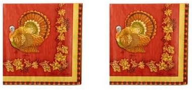 Traditional Turkey Beverage Cocktail Napkins 50 Each (2 Pack)