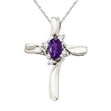 Amethyst and Diamond Cross Necklace Pendant 14k White Gold 41cvtnqDLHL. SL160 Amethyst and Diamond Cross Necklace Pendant 14k White Gold