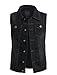 OLLIN1 Mens Casual Denim Vest Jacket with Hoodie