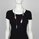 Mixed Metal Feather Drop Necklace by Sibilia
