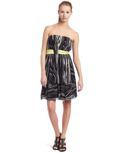 Maxandcleo Womens Strapless Jordan Dress, Black/Yellow, 2