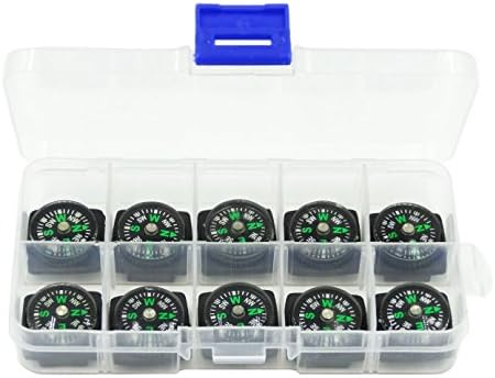 Mini Black Plastic Outdoor Camping Hiking Hard Shell Fuel Liquid Filled Compass Accessories for Survival Paracord Bracelet (10 PCS)