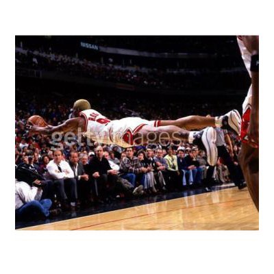 Dennis Rodman Autographed Chicago Bulls Dive For Loose Ball Horizontal 16x20 Photograph - NBA Photos