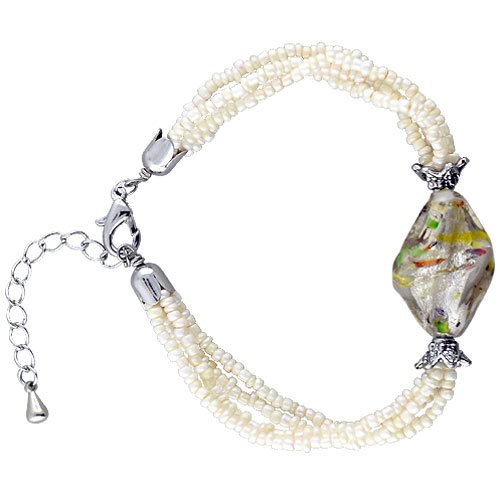 Cream Beads Gray Fashion Jewelry Bracelets Off Shoulder Collection Murano Glass