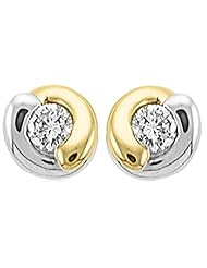 10K Two Tone Gold Diamond Stud Earrings(GH,I1-I2,0.20 carat)