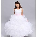 IMAGE OF Girls Designer White Sleeveless Ruffle Skirt Pageant Dress 4-14