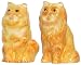Ceramic Pottery Persian Yellow Cat Salt and Pepper Shakers 3.75"H Two Sets