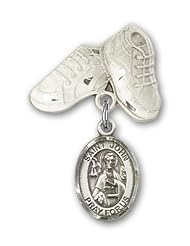 Sterling Silver Baby Badge with St. John the Apostle Charm and Baby Boots Pin
