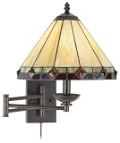 Tiffany Style Panel Plug-In Swing Arm Wall Lamp