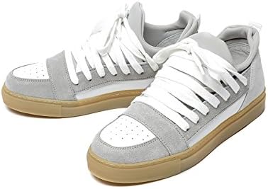 Krisvanassche Men's Suede Panel Lace-Up Sneakers 40 White and Gray