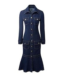Mermaid Denim Long Sleeves  Dress