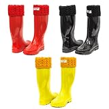 Women's & Ladies Tall Below Knee Flat Knit Cuff Rubber Rain Boots / Snow Boots