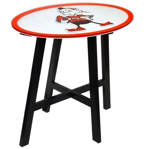 Cleveland Browns Wooden Pub Table With Glass Top