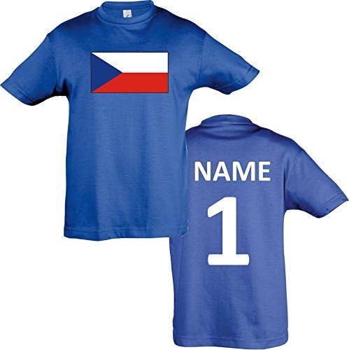 Kids T-Shirt Tschechien Czech Republic Ländershirt mit Wunschnamen und Nummer diverse Farben, Farbe royal, Größe 104