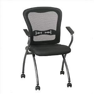 Deluxe Folding Chair with ProGrid Back Arms Casters and Titanium Finish