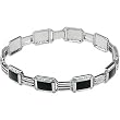 14K White Gold Onyx and Diamond Man's Bracelet - 1.50 Ct.