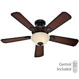 Hunter Fan 23949 48' Forest Hill Antique Indoor Midas Black Ceiling Fan w/ Light & Remote
