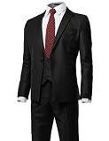 Doublju Mens Dress Suits with Vests and Front Trim Fit Pants in 7 Styles