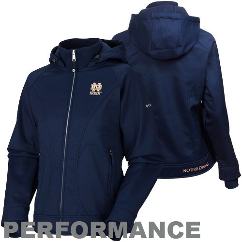 Columbia Notre Dame Fighting Irish Ladies Black Top Ten Softshell Performance Full Zip Hoodie Jacket (Medium)
