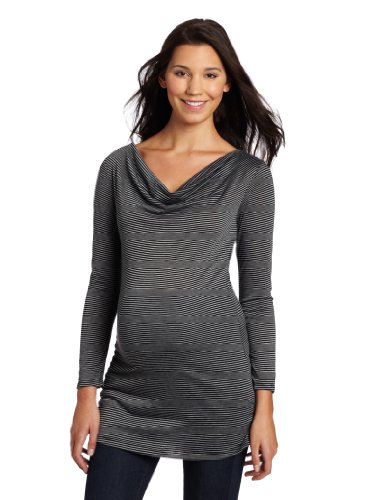 Three Seasons Maternity Women's Long Sleeve Drape Stripe Top