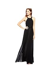 Halter Backless Pleated Chiffon Floor Length  Dress