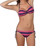 Splendid - Marcel Stripe Sweetheart Bikini Top Navy/Fuschia Medium Splendid - Marcel Stripe Sweetheart Bikini Top Navy/Fuschia Medium